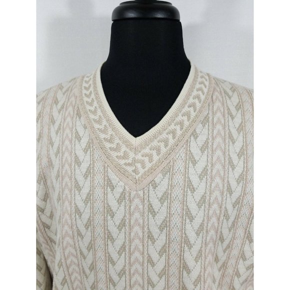 Crossings Mens Large Long Sleeve Tan Winter Warm USA Made Cotton Loose Wrist - Picture 2 of 7